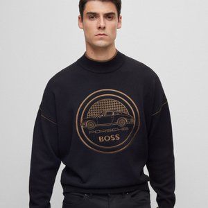 BOSS - Porsche x BOSS capsule-logo sweatshirt in cotton and wool